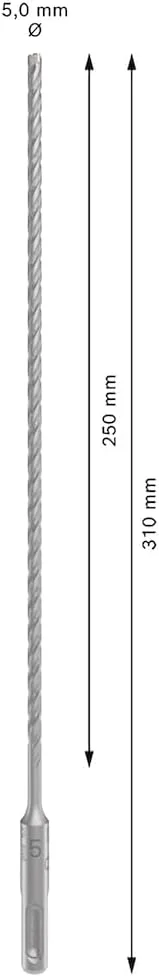 مته چکش SDS plus-5X بوش (برای بتن مسلح، بتن، Ø 5,00 میلی متر، لوازم جانبی حرفه ای دریل چکشی چرخشی)