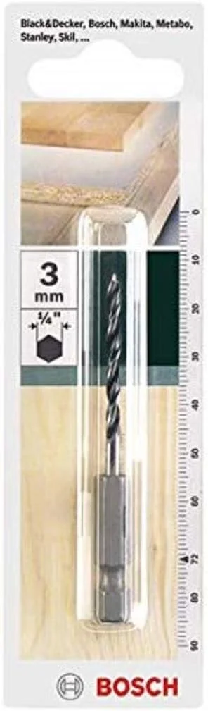 مته چوب با ساق شش گوش بوش مناسب خانه و باغ، قطر 3 میلی متر، مدل 2609255147