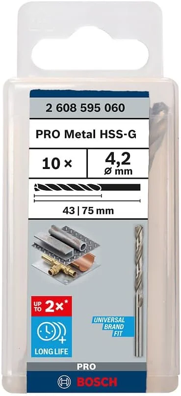 مته فلز Hss-G بوش مدل 2608595060، سایز 4.2 میلی متر در 43 میلی متر در 75 میلی متر، نقره ای مته فلز Hss-G بوش مدل 2608595060، سایز 4.2 میلی متر در 43 میلی متر در 75 میلی متر، نقره ای