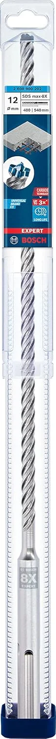مته چکش تخریب بتن آرمه بوش Professional سری Expert SDS max-8X، قطر 12.00 x 540 میلی متر، لوازم جانبی چکش تخریب