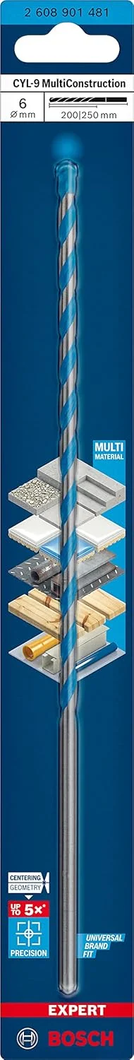 مته چند منظوره بوش Expert CYL-9 مناسب بتن، قطر 6.00 × 250 میلی متر، لوازم جانبی دریل چکشی