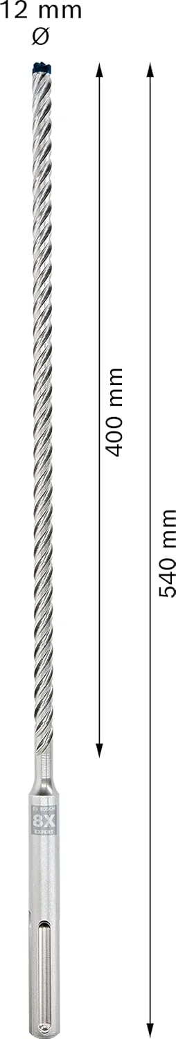 مته چکش تخریب بتن آرمه بوش Professional سری Expert SDS max-8X، قطر 12.00 x 540 میلی متر، لوازم جانبی چکش تخریب