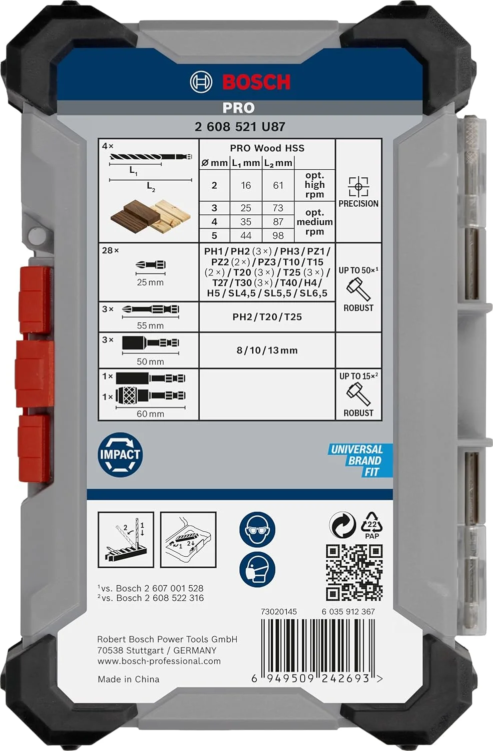 مجموعه 40 عددی سری پیچ گوشتی و مته چوب بوش مدل PRO Impact (مناسب چوب نرم، چوب سخت، 200 x 107 میلی متر، لوازم جانبی حرفه ای پیچ گوشتی، پیچ گوشتی)