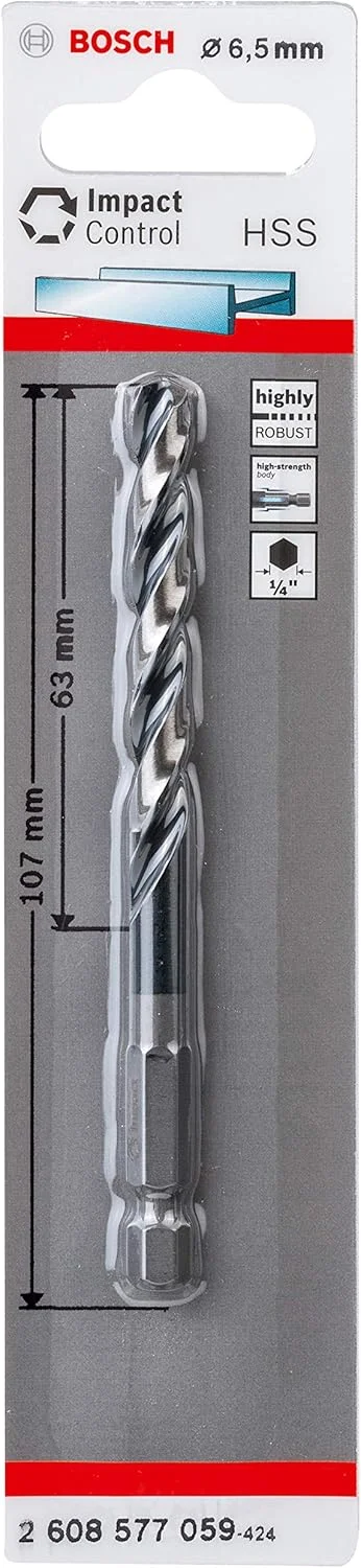 مته مارپیچی HSS کنترل ضربه بوش پروفشنال برای فلز 6.5 x 63 x 107 میلی متر لوازم جانبی دریل ضربه ای مته مارپیچی HSS کنترل ضربه بوش پروفشنال برای فلز 6.5 x 63 x 107 میلی متر لوازم جانبی دریل ضربه ای