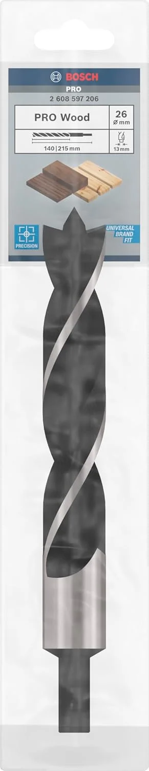 مته چوب براده برداری حرفه ای بوش (برای چوب، Ø 26 x 140 x 215 میلی متر، لوازم جانبی دریل های چرخشی)