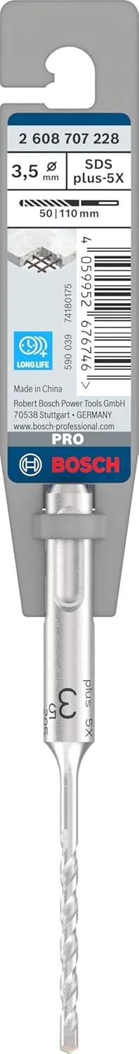 مته چکش SDS plus-5X بوش، مناسب بتن مسلح و بتن، قطر 3.50 میلی متر، لوازم جانبی دریل چکش حرفه ای مته چکش SDS plus-5X بوش، مناسب بتن مسلح و بتن، قطر 3.50 میلی متر، لوازم جانبی دریل چکش حرفه ای