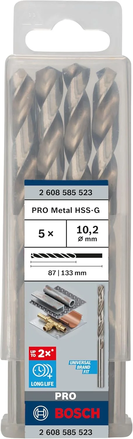 مته فلز بوش پروفشنال 5 عددی HSS-G DIN 338 (برای فلز، Ø 10.2 x 87 x 133 میلی متر، لوازم جانبی دریل)