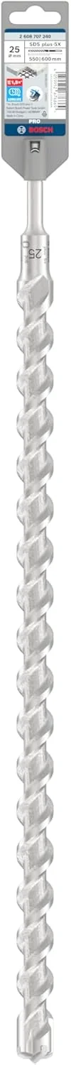 مته چکش SDS plus-5X بوش، مناسب بتن مسلح و بتن، قطر 25.00 میلی متر، لوازم جانبی دریل چکش حرفه ای