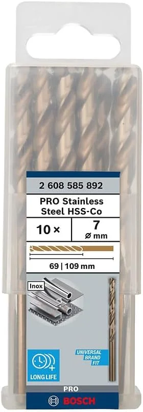 مته استیل HSS-Co بوش مدل PRO، سایز ۷ میلی‌متر (مناسب برای فولاد و استیل، لوازم جانبی حرفه‌ای دریل)