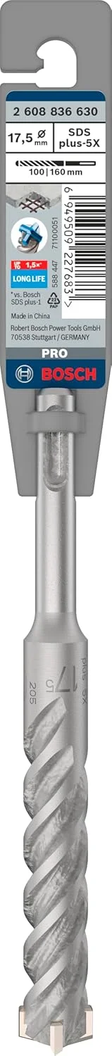 مته چکش SDS plus-5X بوش، مناسب بتن مسلح و بتن معمولی، قطر 17.50 میلی متر، لوازم جانبی حرفه ای دریل چکش مته چکش SDS plus-5X بوش، مناسب بتن مسلح و بتن معمولی، قطر 17.50 میلی متر، لوازم جانبی حرفه ای دریل چکش