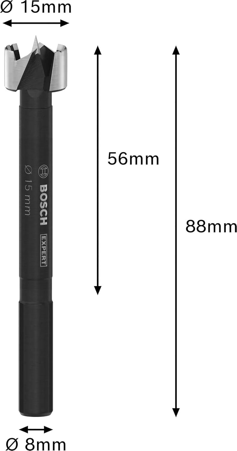 مته خزینه چوب بوش Expert، مناسب چوب نرم و سخت، قطر 15 میلی متر، لوازم جانبی حرفه ای دریل و پیچ گوشتی