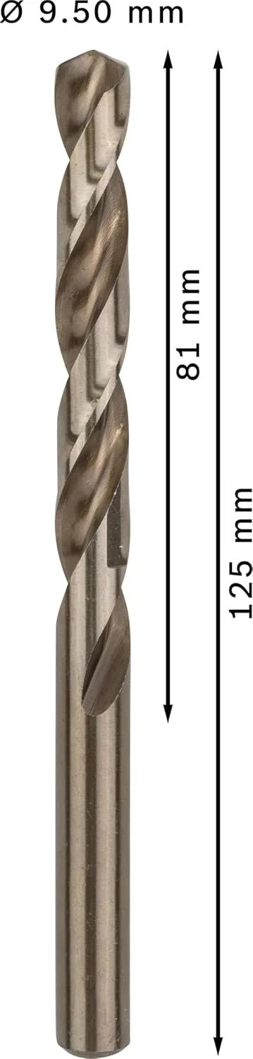 مته فلز HSS-Co بوش پروفشنال، 5 عددی (فولاد ضد زنگ، 9.5 x 81 x 125 میلی متر، متعلقات دریل)