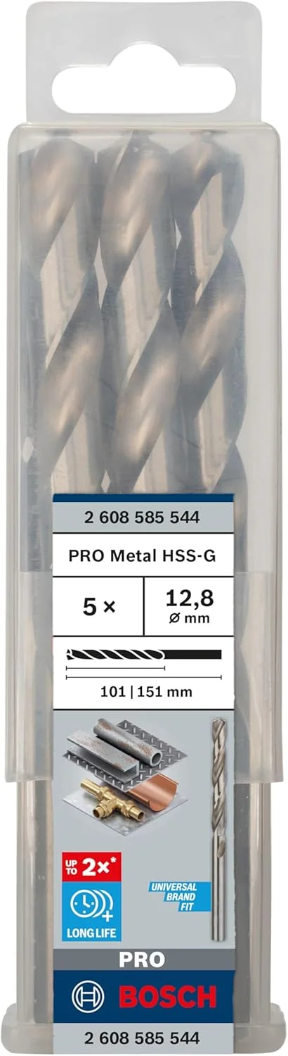 مته های فلزی HSS-G بوش سری PRO، طول استاندارد (برای فلزات غیرآهنی، فولاد، قطر 12.80 میلی متر، لوازم جانبی دریل/پیچ گوشتی حرفه ای)