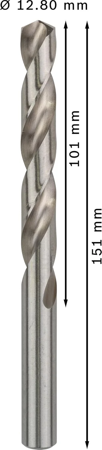 مته های فلزی HSS-G بوش سری PRO، طول استاندارد (برای فلزات غیرآهنی، فولاد، قطر 12.80 میلی متر، لوازم جانبی دریل/پیچ گوشتی حرفه ای)