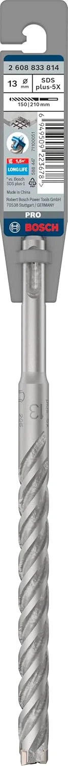 مته چکش SDS plus-5X بوش (برای بتن مسلح، بتن، Ø 13,00 میلی متر، لوازم جانبی حرفه ای دریل چکشی چرخشی)