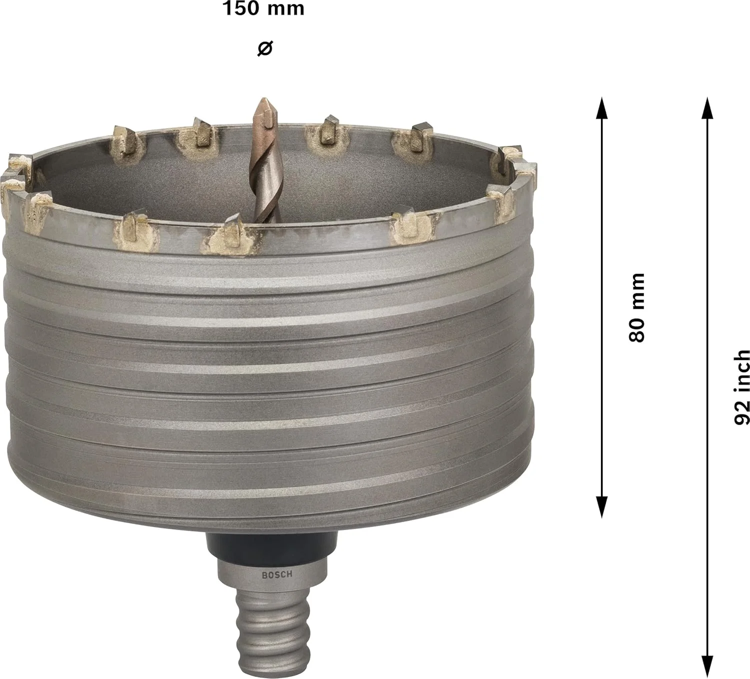 مغزه‌بر الماسه بوش مدل PRO SDS max-5، دو تکه با رزوه (برای بتن، بلوک ساختمانی بتنی، قطر 150 میلی‌متر، ابزار جانبی حرفه‌ای دریل چکشی)