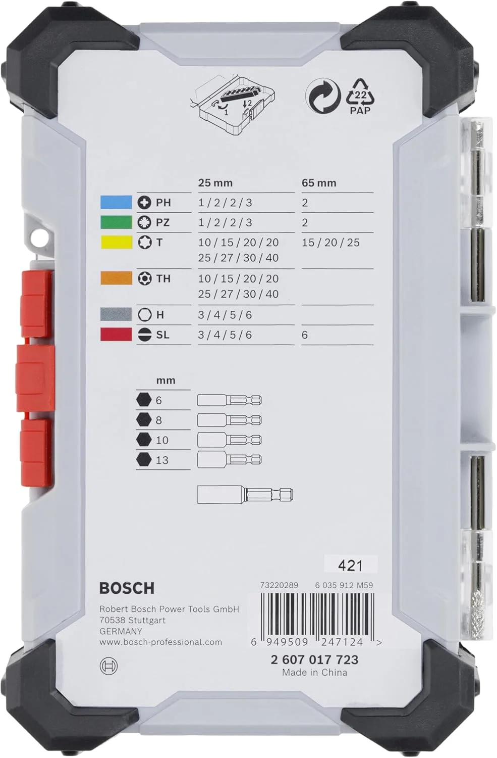 مجموعه 43 عددی سری پیچ گوشتی بوش مدل Extra Hard (197 x 110.5 میلی متر، لوازم جانبی حرفه ای پیچ گوشتی، دریل)