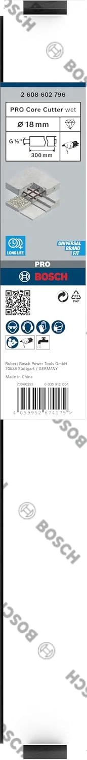 مته الماسه سوراخکاری بتن بوش مدل PRO، مناسب برای اتصال G 1/2 اینچ و مته های الماسه (مناسب برای بتن و بتن مسلح، قطر 18 میلی متر، لوازم جانبی حرفه ای مته الماسه)