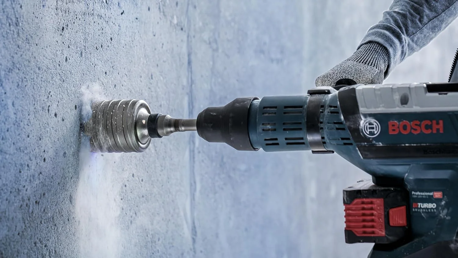 مته گردبر بتن بوش مدل PRO SDS max-5، یک تکه (مناسب بتن، بلوک ساختمانی بتنی، قطر 55 میلی متر، ابزار جانبی حرفه ای دریل چکشی چرخشی)