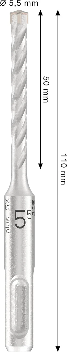 مته چکش SDS plus-5X بوش 10 عددی PRO (برای بتن مسلح، بتن، Ø 5,50 میلی متر، لوازم جانبی حرفه ای چکش چرخشی)