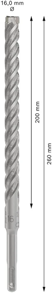 مته چهارشیار بوش مدل SDS Plus-5، سایز 16x200x260 میلی‌متر