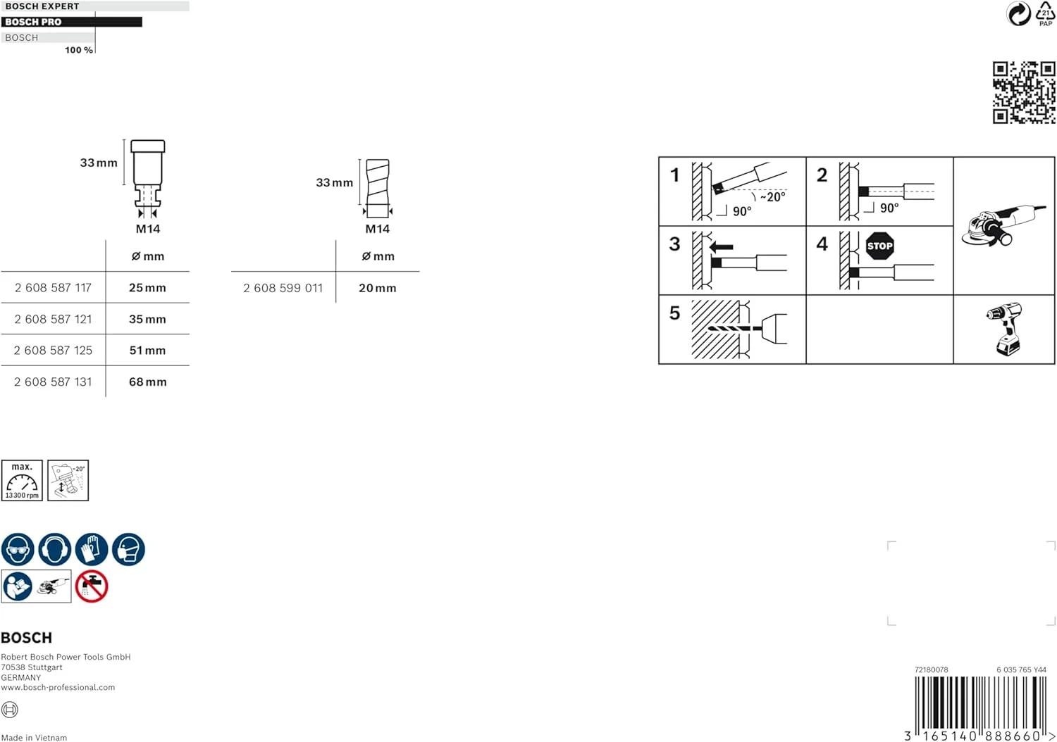 مجموعه 5 عددی مته های الماسه خشک سرعت بوش پروفشنال، بهترین برای سرامیک (برای سرامیک، لوازم جانبی سنگ فرز) مجموعه 5 عددی مته های الماسه خشک سرعت بوش پروفشنال، بهترین برای سرامیک (برای سرامیک، لوازم جانبی سنگ فرز)