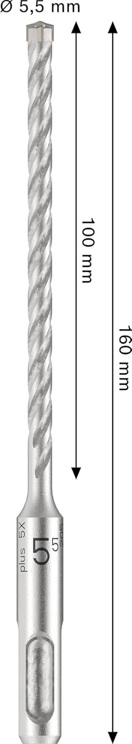 مته چکش SDS plus-5X بوش 10 عددی PRO (برای بتن مسلح، بتن، Ø 5,50 میلی متر، لوازم جانبی حرفه ای چکش چرخشی)