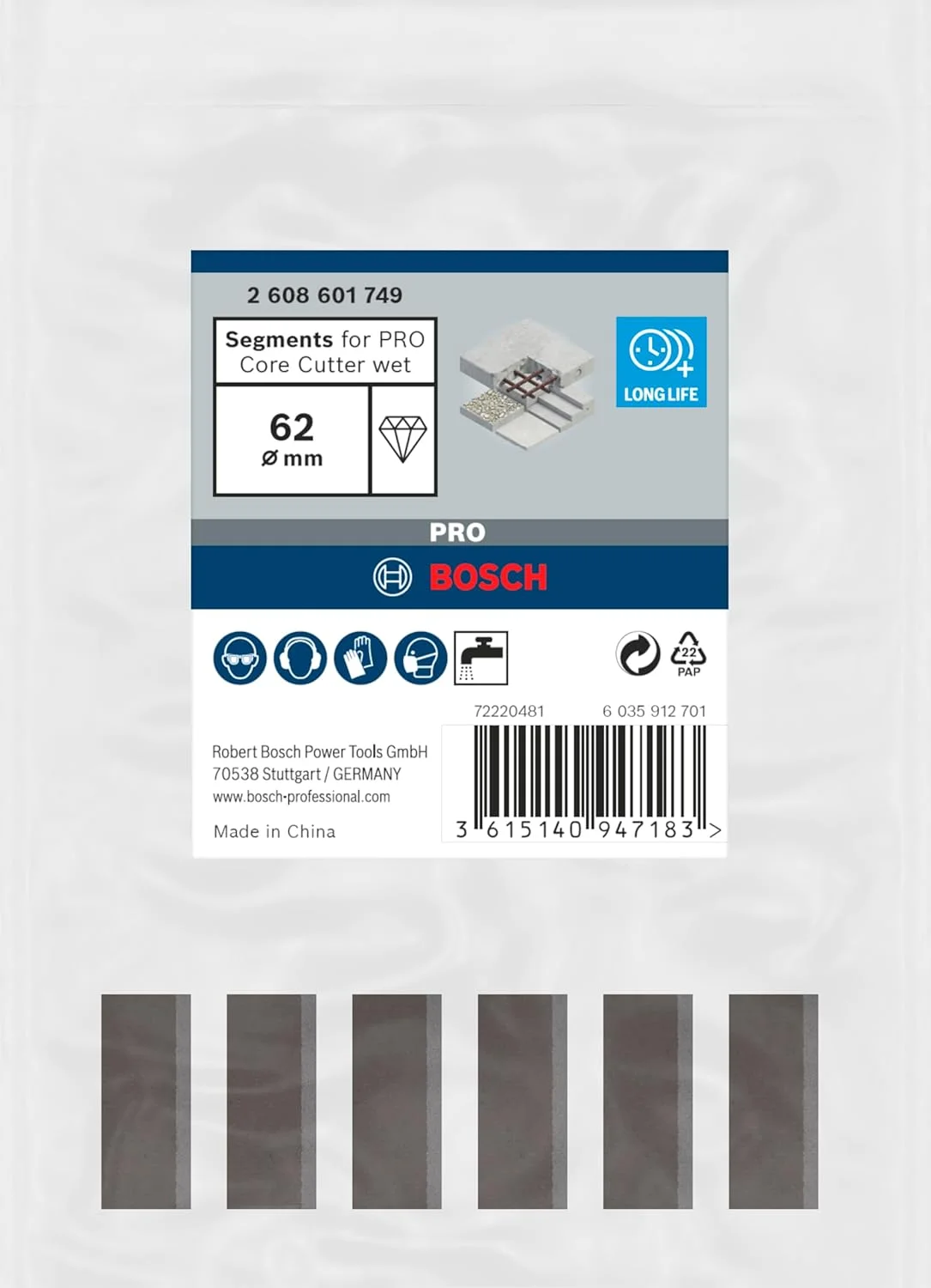 مته های الماسه بتن بُرش 6 عددی بوش، مناسب برای قطعات 1 1/4 اینچ UNC (برای بتن و بتن مسلح، قطر میلی متر، لوازم جانبی حرفه ای مته های الماسه)