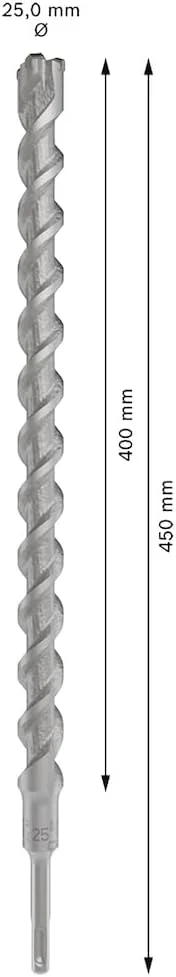 مته الماسه 5X SDS Plus بوش 2608836650، سایز 25 میلی متر، طول 450 میلی متر، خاکستری مته الماسه 5X SDS Plus بوش 2608836650، سایز 25 میلی متر، طول 450 میلی متر، خاکستری