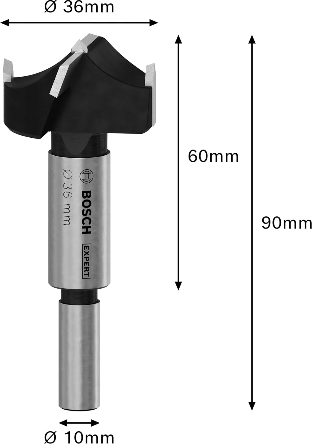 مته گازور چوب روکش دار بوش مدل Expert، مناسب برای صفحات روکش پلاستیکی، تخته مبلمان چوب سخت، قطر 36 میلی متر، لوازم جانبی حرفه ای برای دریل ایستاده