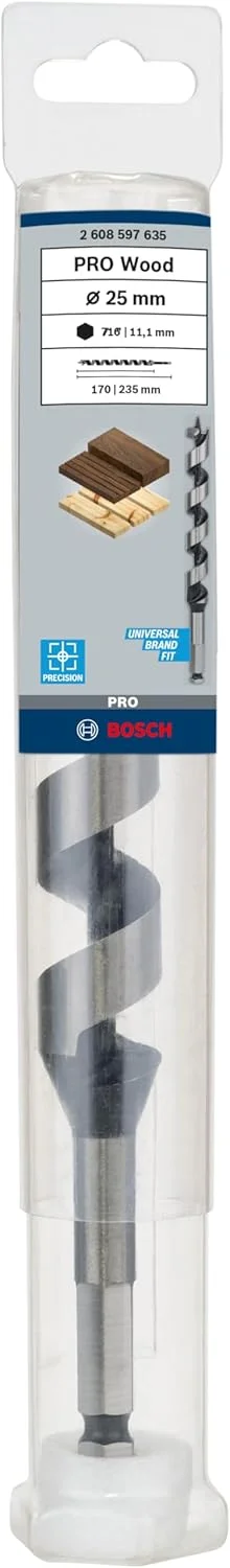 مته چوب بر یک عددی بوش PRO (مناسب چوب نرم و سخت، قطر 25 میلی متر، لوازم جانبی حرفه ای دریل/پیچ گوشتی های چرخشی)