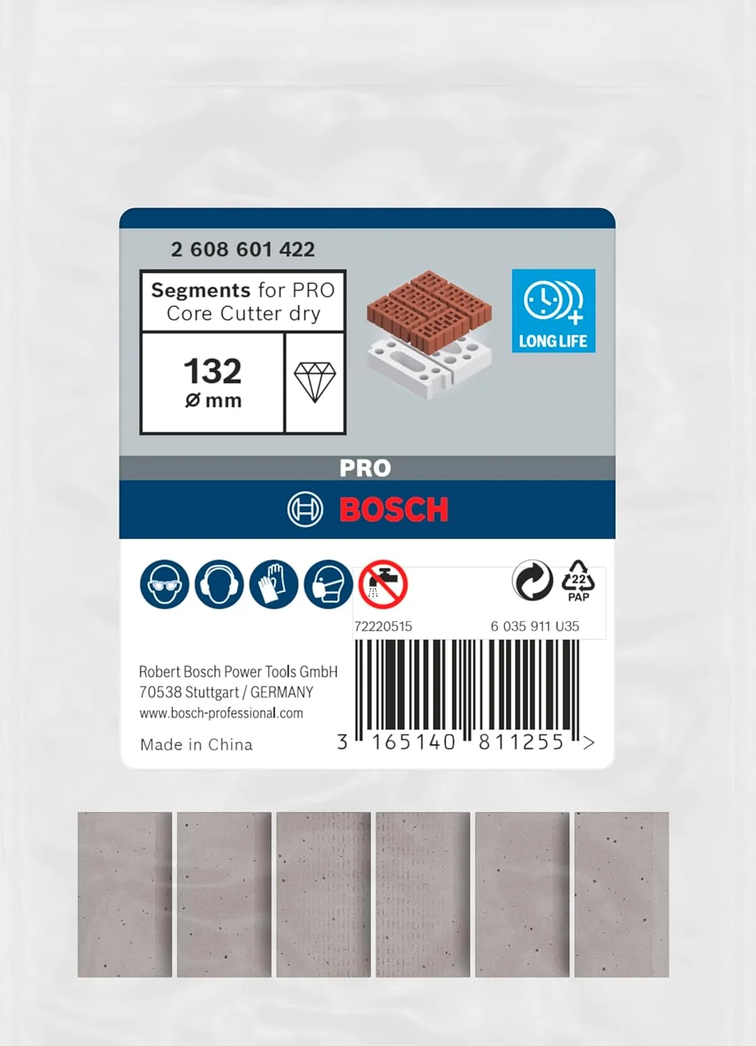 مته الماسه خشک چند منظوره بوش 6 عددی Pro برای UNC 1 1/4 اینچ و مته های الماسه (برای رسوبات آهکی و ماسه سنگ ها، آجر، قطر میلی متر، لوازم جانبی حرفه ای مته الماسه)