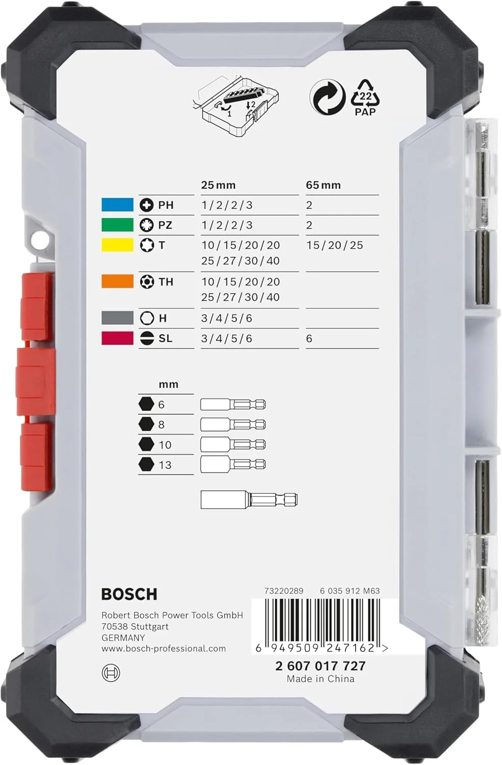 مجموعه 43 عددی سری پیچ گوشتی بوش، مدل Extra Hard (197 x 110.5 میلی متر، لوازم جانبی حرفه ای پیچ گوشتی، دریل)