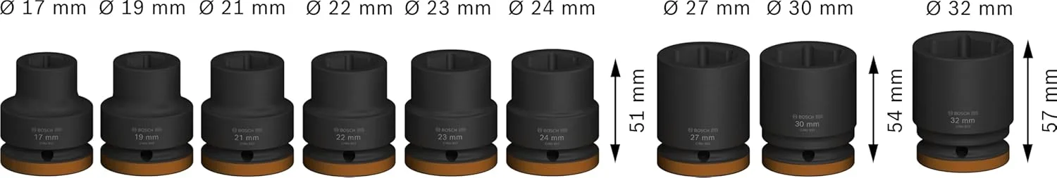 بوش مجموعه آچار بکس ضربه ای 9 عددی PRO (63 x 56 میلی متر، لوازم جانبی حرفه ای دریل و پیچ گوشتی)