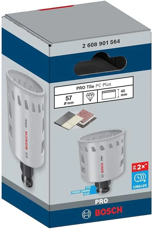 مته گردبر الماسه سرامیک بُش مدل Power Change Plus، مناسب برای سرامیک سخت و نرم، قطر 57 میلیمتر، لوازم جانبی حرفهای دریل/پیچگوشتی مته گردبر الماسه سرامیک بُش مدل Power Change Plus، مناسب برای سرامیک سخت و نرم، قطر 57 میلیمتر، لوازم جانبی حرفهای دریل/پیچگوشتی