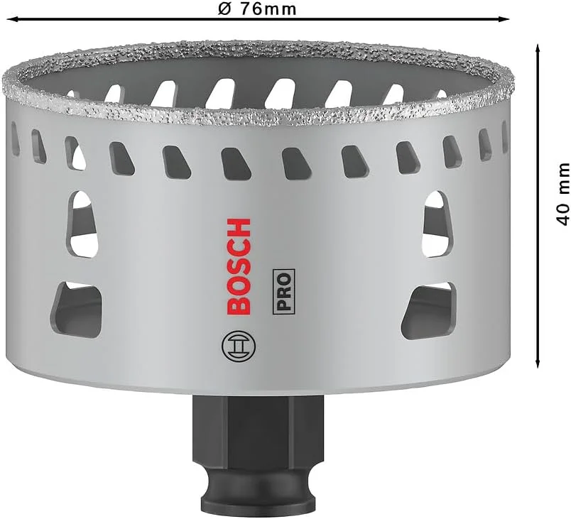 مته گردبر الماسه Bosch سری PRO Tile Power Change Plus (مناسب برای کاشی سخت و نرم، قطر 76 میلی متر، لوازم جانبی حرفه ای دریل/پیچ گوشتی) مته گردبر الماسه Bosch سری PRO Tile Power Change Plus (مناسب برای کاشی سخت و نرم، قطر 76 میلی متر، لوازم جانبی حرفه ای دریل/پیچ گوشتی)