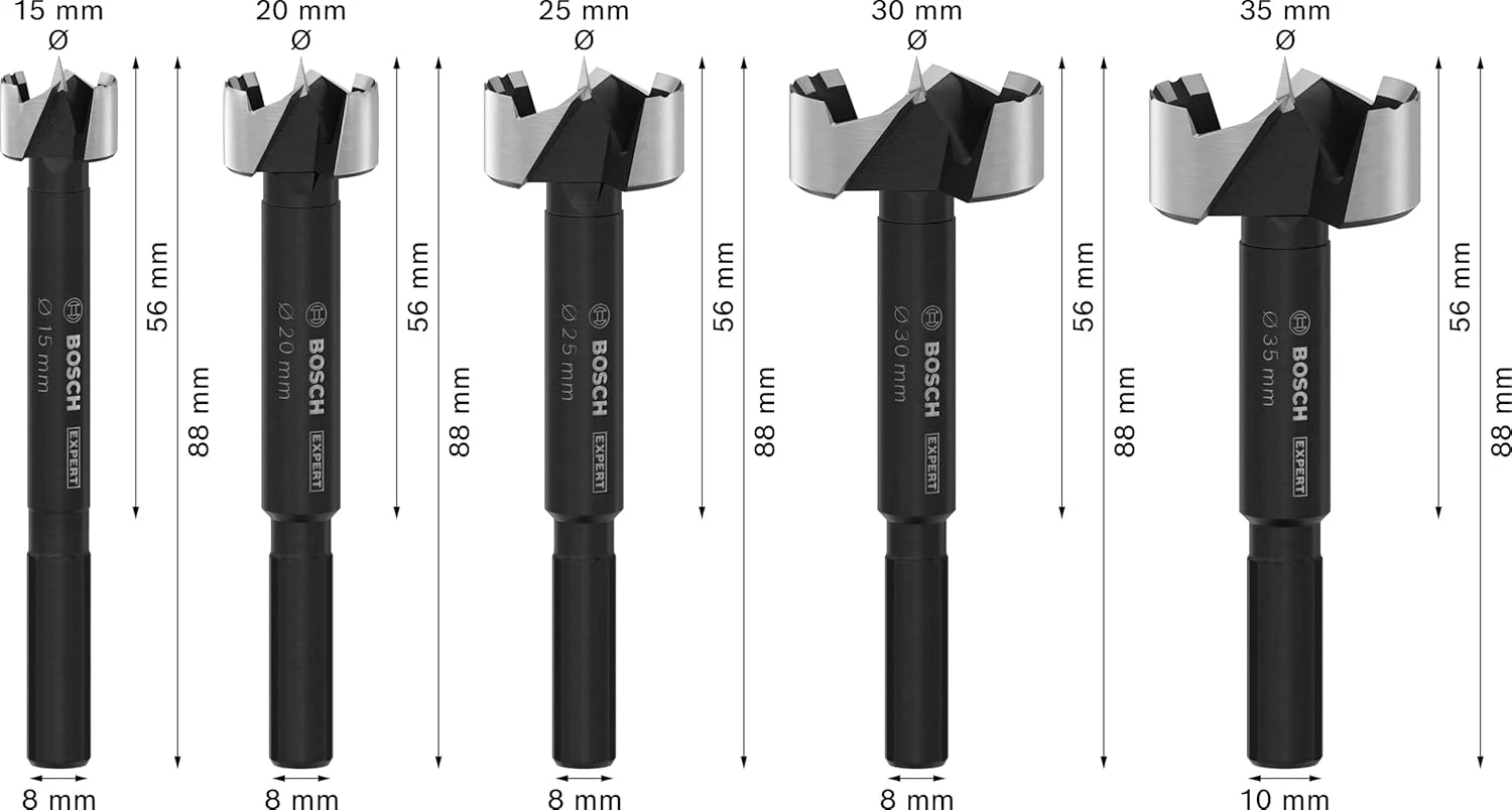 مجموعه مته گازور چوب 5X Expert بوش (مناسب چوب نرم، چوب سخت، Ø 15.0، 20.0، 25.0، 30.0، 35.0 میلی متر، لوازم جانبی حرفه ای دریل، پیچ گوشتی)