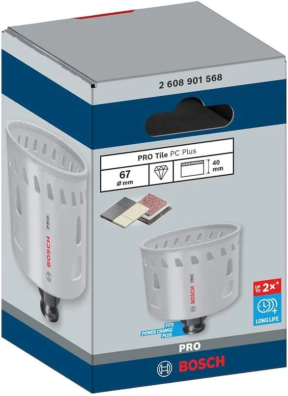 مته گردبر الماسه سرامیک بُش مدل Power Change Plus، مناسب برای سرامیک سخت و نرم، قطر 67 میلیمتر، لوازم جانبی حرفه ای دریل/پیچ گوشتی مته گردبر الماسه سرامیک بُش مدل Power Change Plus، مناسب برای سرامیک سخت و نرم، قطر 67 میلیمتر، لوازم جانبی حرفه ای دریل/پیچ گوشتی