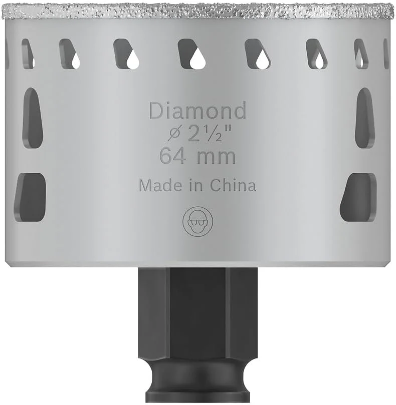 مته گردبر الماسه سرامیک بُش مدل Power Change Plus، مناسب برای سرامیک سخت و نرم، قطر 64 میلی‌متر، لوازم جانبی حرفه‌ای دریل/پیچ گوشتی