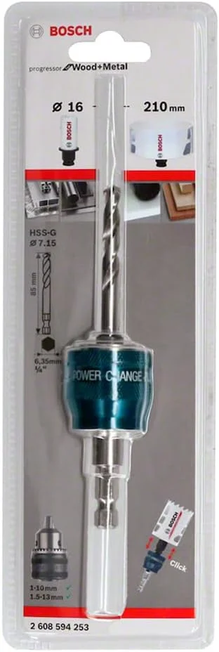 آداپتور Power Change Plus بوش پروفشنال 2608594253 (سوکت 3/8 اینچ، ساق شش گوش، شامل مته HSS-G 7.15 x 85 میلی متر، لوازم جانبی اره گردبر)، GR، سایز