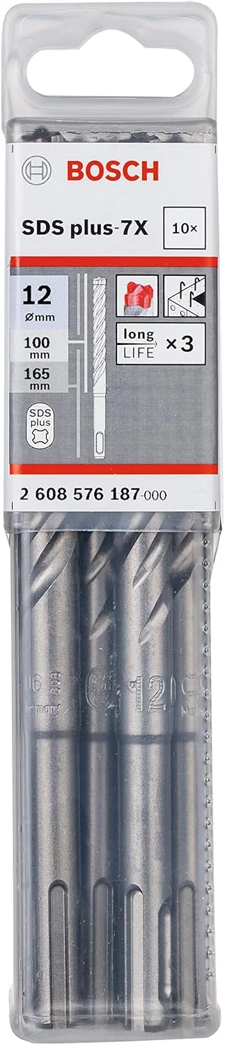 مته چکش دورانی بوش 2608576187 SDS-Plus-7X 12 میلی متر در 6.5 اینچ 10 عددی