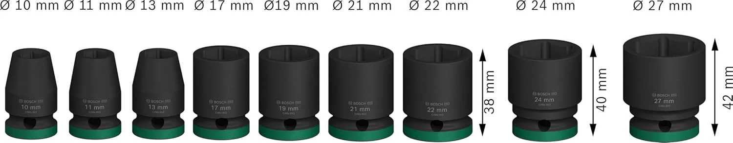 بوش 9x PRO مجموعه آچار بکس ضربه ای (48 x 46 میلی متر، لوازم جانبی حرفه ای دریل و پیچ گوشتی)