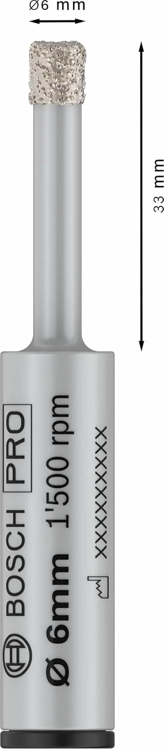 مته سرامیک خشک بوش مدل PRO Ceramic، ساق استوانه ای (مناسب برای کاشی و سرامیک سخت، قطر 6 میلی متر، لوازم جانبی حرفه ای)