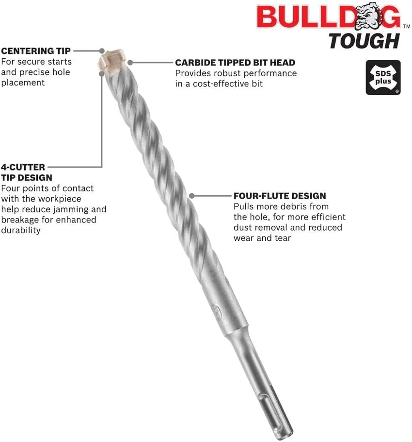 مته چکش دورانی بوش مدل Bulldog™ Tough SDS-Plus®، سایز 5/8 اینچ در 10 اینچ در 12 اینچ مته چکش دورانی بوش مدل Bulldog™ Tough SDS-Plus®، سایز 5/8 اینچ در 10 اینچ در 12 اینچ