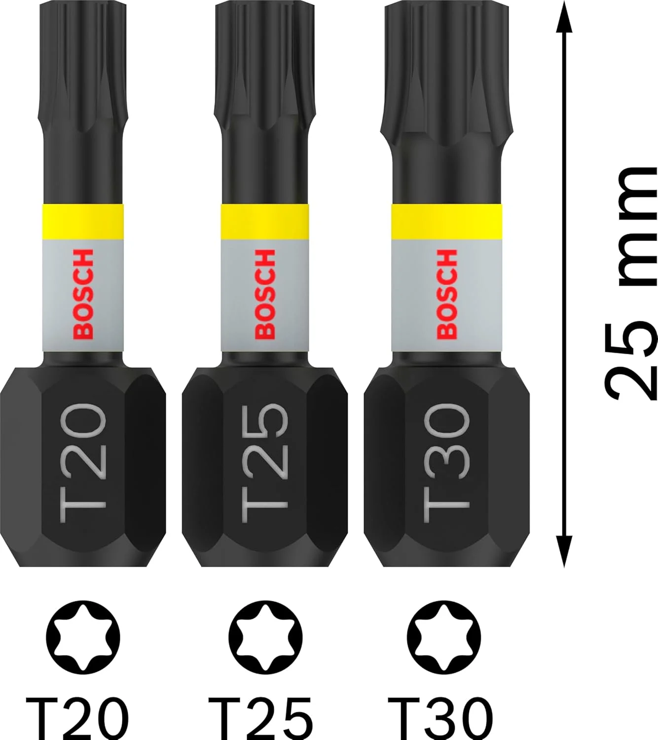 مجموعه سری پیچ گوشتی ضربه ای بوش پروفشنال (25 میلی متر، ساق شش گوش، انتخاب و کلیک، لوازم جانبی برای درایورهای ضربه ای)