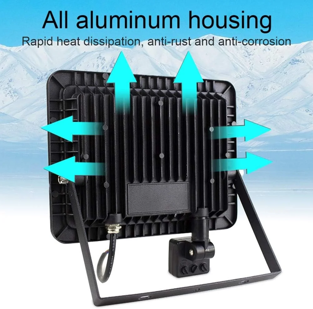 چراغ پروژکتور ال ای دی 50 وات با حسگر حرکتی، ضد آب، مناسب فضای باز، باغ و خیابان (اندازه: نور گرم 3000K)