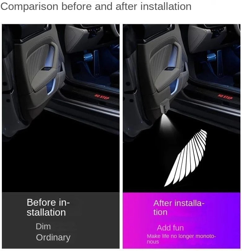 پروژکتور لوگو درب خودرو LED بال فرشته ای، چراغ درب خودرو LED شبح سایه ای، بدون نیاز به سوراخ کاری، XMH_1 پروژکتور لوگو درب خودرو LED بال فرشته ای، چراغ درب خودرو LED شبح سایه ای، بدون نیاز به سوراخ کاری، XMH_1