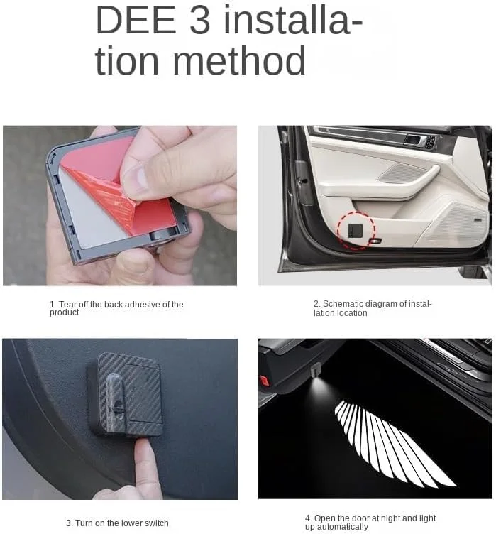 پروژکتور لوگو درب خودرو LED بال فرشته ای، چراغ درب خودرو LED شبح سایه ای، بدون نیاز به سوراخ کاری، XMH_1 پروژکتور لوگو درب خودرو LED بال فرشته ای، چراغ درب خودرو LED شبح سایه ای، بدون نیاز به سوراخ کاری، XMH_1