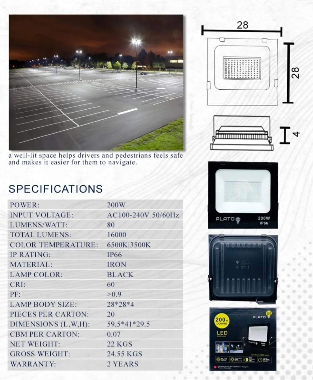 چراغ پروژکتور ال ای دی 200 وات – روشنایی فوق العاده روشن برای فضای باز، ضد آب IP66، نور سفید سرد 6500K، زاویه تابش گسترده برای حیاط، باغ، استادیوم، پارکینگ، انبار چراغ پروژکتور ال ای دی 200 وات – روشنایی فوق العاده روشن برای فضای باز، ضد آب IP66، نور سفید سرد 6500K، زاویه تابش گسترده برای حیاط، باغ، استادیوم، پارکینگ، انبار
