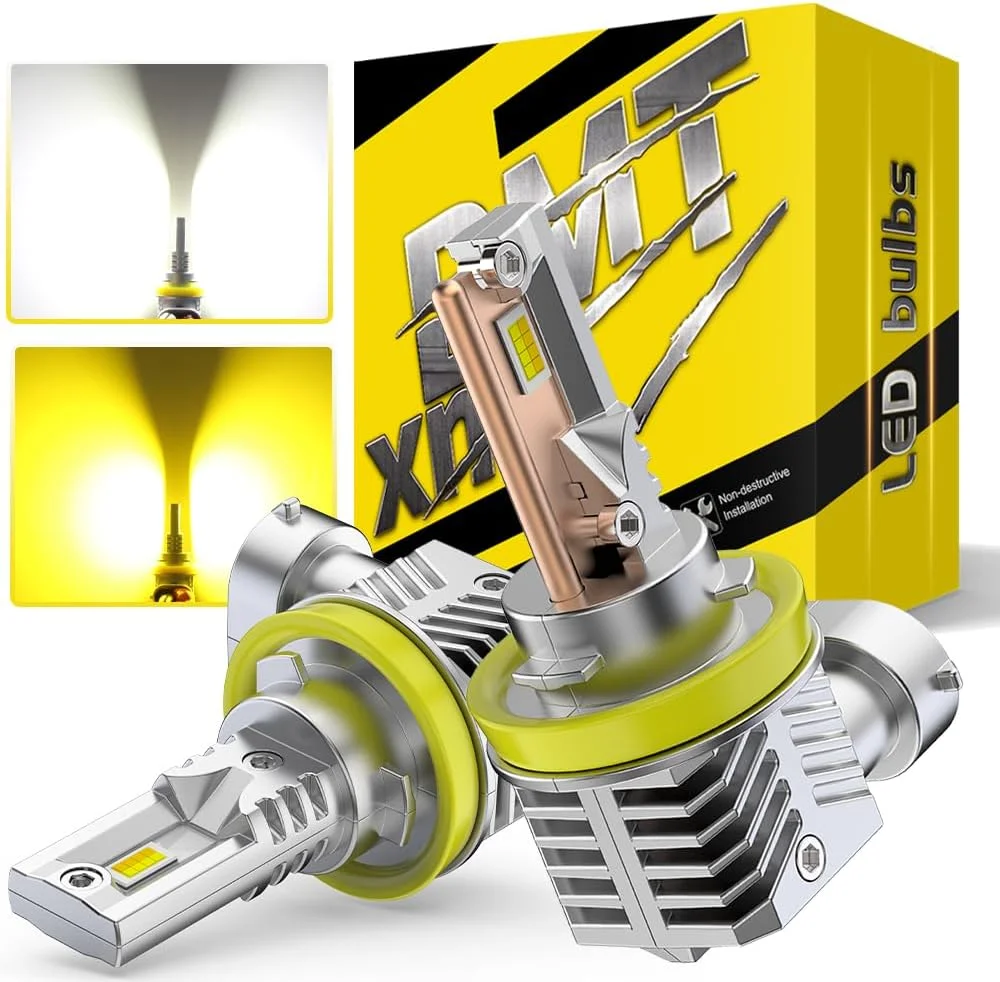 چراغ مه شکن ال ای دی BMT xms H8 H11 H16، تغییر رنگ بین سفید 6500K و زرد کهربایی 3000K، چراغ های رانندگی دو رنگ سفید و زرد، بسته 2 عددی چراغ مه شکن ال ای دی BMT xms H8 H11 H16، تغییر رنگ بین سفید 6500K و زرد کهربایی 3000K، چراغ های رانندگی دو رنگ سفید و زرد، بسته 2 عددی